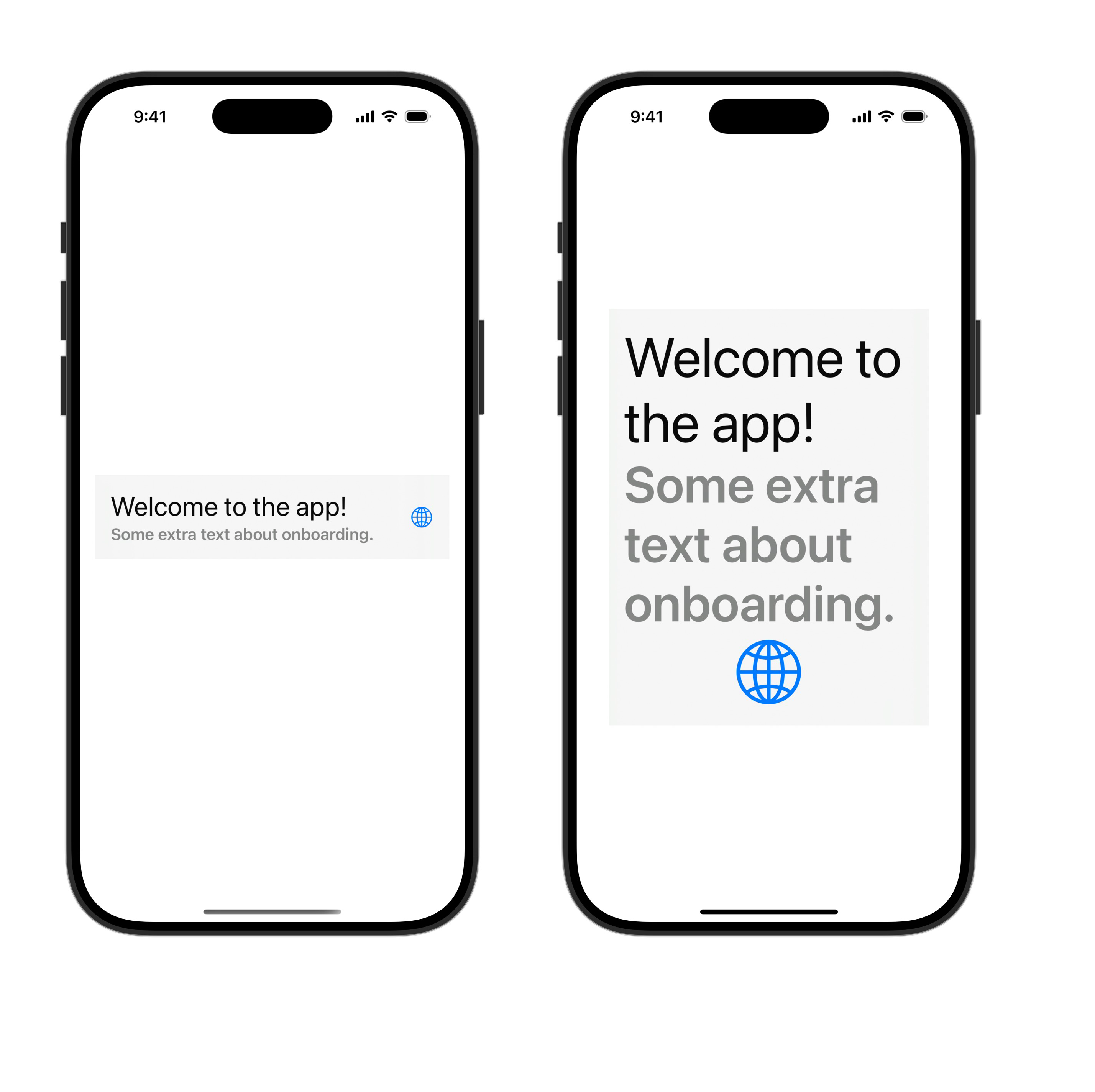 Screenshot of the same view using ViewThatFits