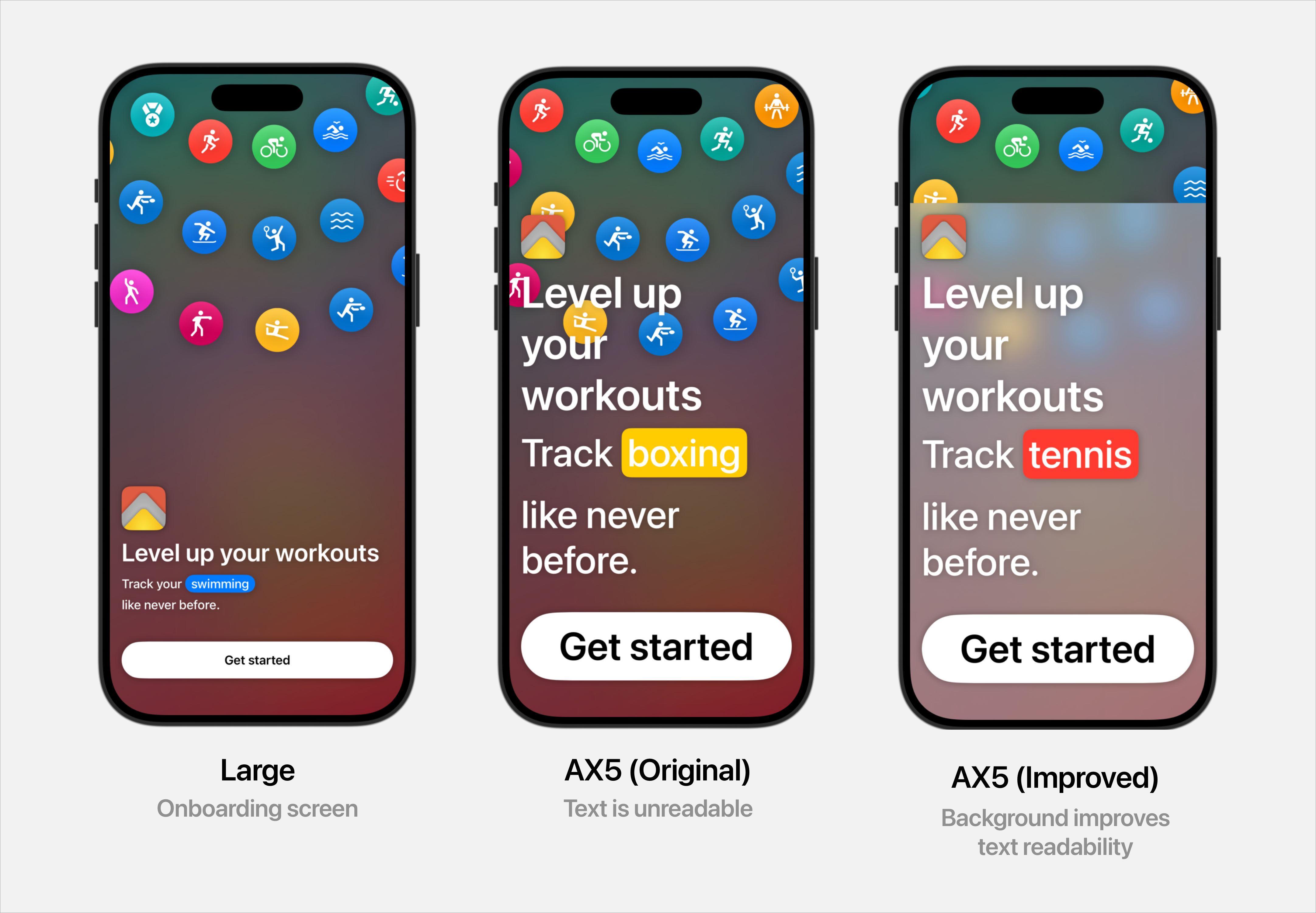 Before and after screenshots of the onboarding improvements