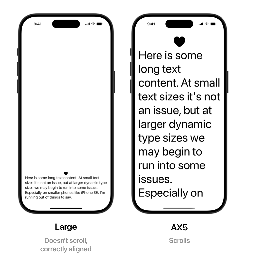 Screenshot showing wrapping it in ScrollViewIfNeeded